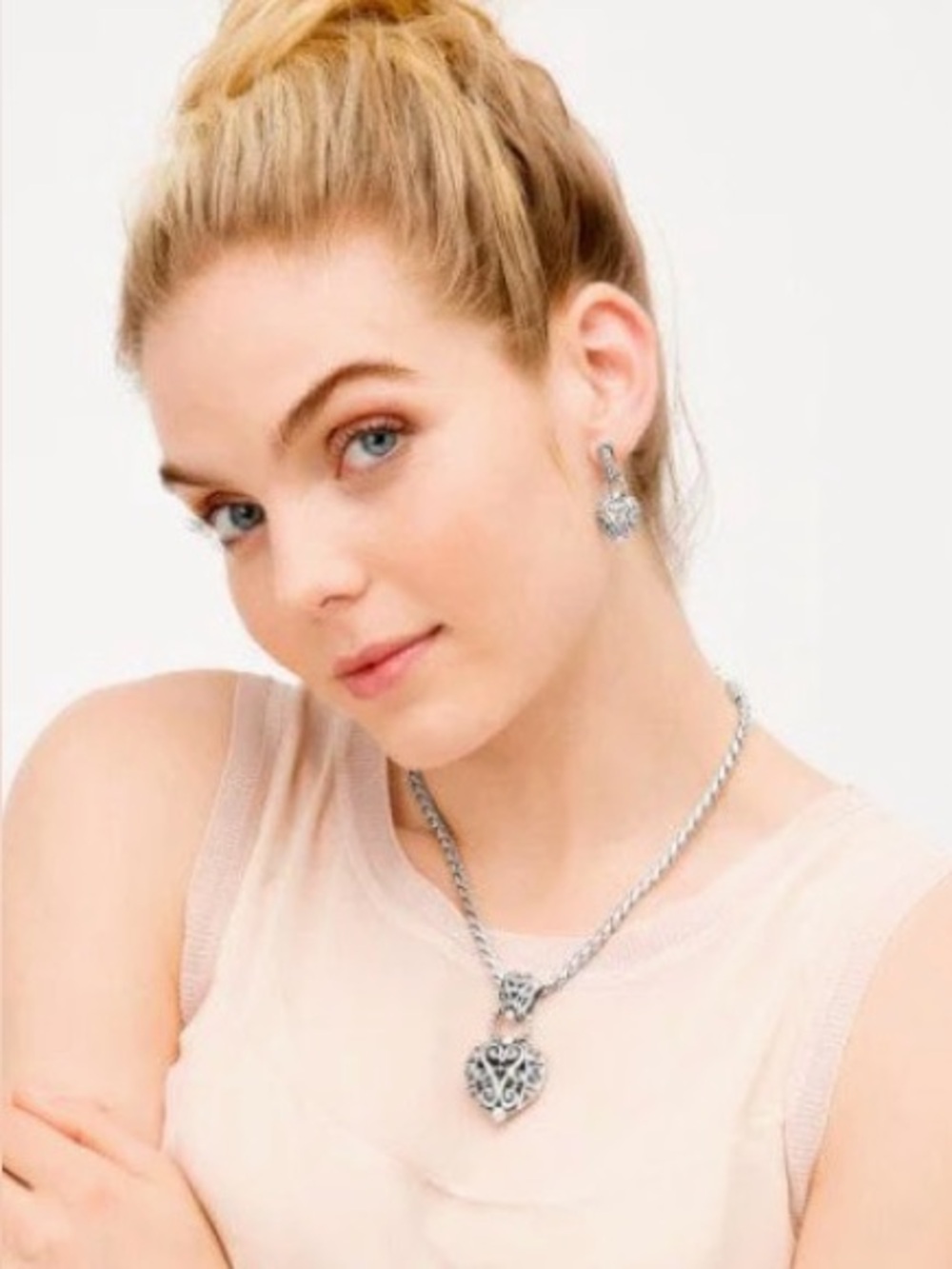 Brighton Bibi Heart Necklace Silver Plated Adjustable.